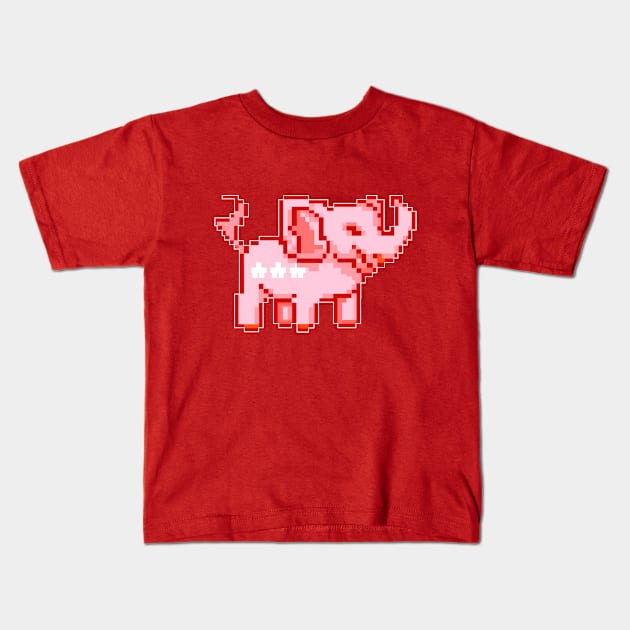 Republican Elephant Pixel Art Political Kids T-Shirt by Infinite Legacy Designs